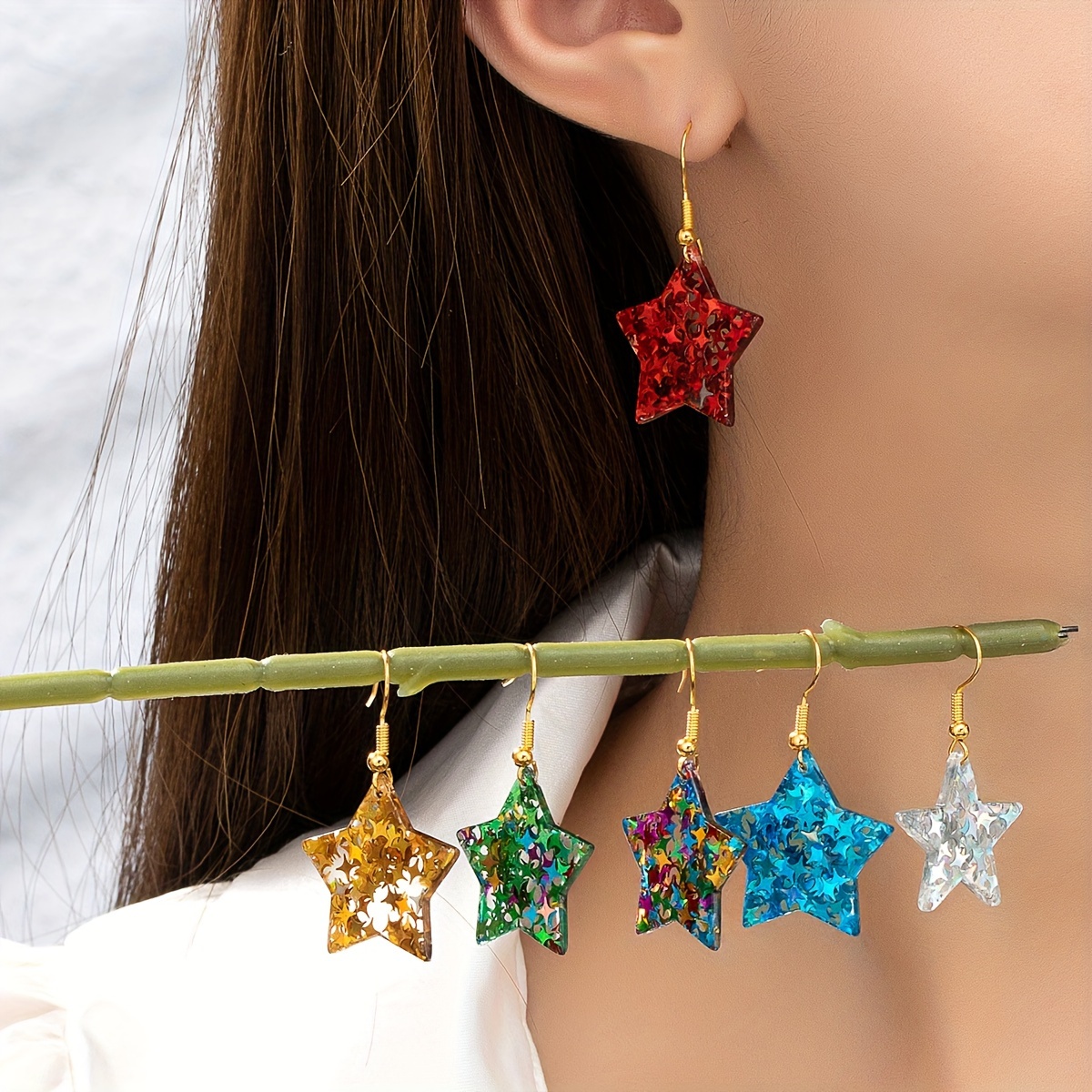 Women's Sparkling Pentagram Pendant Earrings — Cute & Versatile